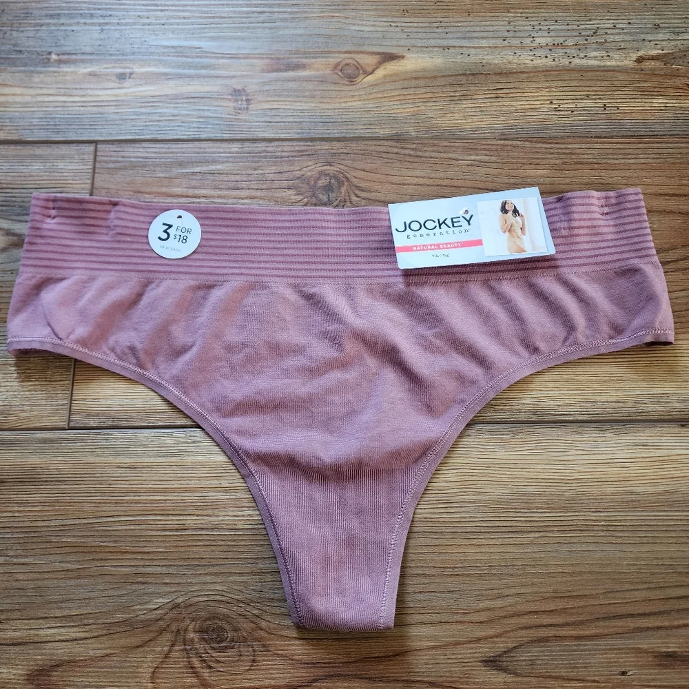 Jockey Seamless Thong Panty Womens XXL Mauve Modal Stretch NEW